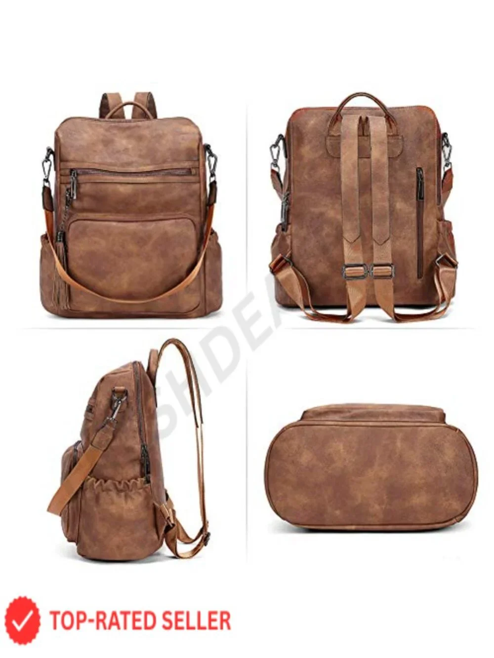 Vegan Leather Fashion Backpack for Women with Tassel